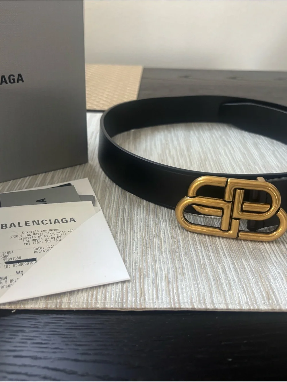 Balenciaga Large Black Leather Belt $495 size 90